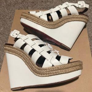 Christian Louboutin Barcelona 120 wedge white leather wedge sz 39 (US 7.5-8)